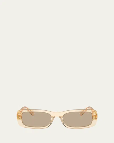 Miu Miu Logo Acetate Rectangular Sunglasses In Dark Brown