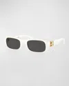 Miu Miu Logo Acetate Rectangular Sunglasses In Gray