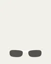 Miu Miu Logo Acetate Rectangular Sunglasses In White