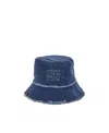 Miu Miu Denim Logo Bucket Hat In Blue