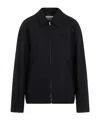 Miu Miu Pinstripe Zip Front Wool Jacket In Black