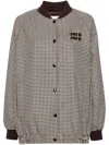Miu Miu Logo-appliqué Bomber Jacket In Bianco+bordeaux