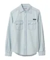 Miu Miu Menswear Chambray Button Down Shirt In Blue