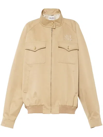 Miu Miu Chino Blouson Jacket In Neutrals