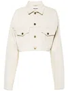 Miu Miu Logo-appliqué Denim Jacket In Neutrals