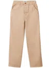 Miu Miu Logo-appliqué Gabardine Trousers In Neutrals
