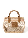 Miu Miu Natural Logo-applique Tote In Neutrals