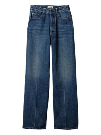 MIU MIU LOGO-APPLIQUÉ JEANS