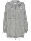 Miu Miu Wasserabweisende Jacke Mit Logo-applikation In Piombo