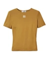 Miu Miu Logo-appliquéd T-shirt In Brown