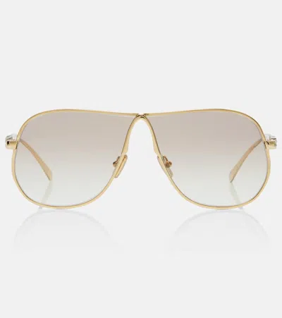 Miu Miu Logo Aviator Sunglasses In Brown
