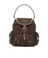 Miu Miu Medium Canvas Leather Backpack Top Handle In Brown