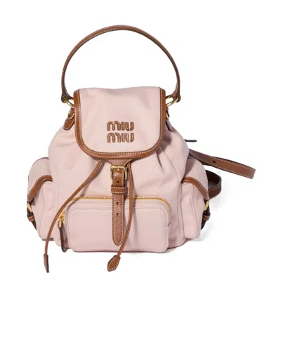 Miu Miu Logo Backpack In Pink