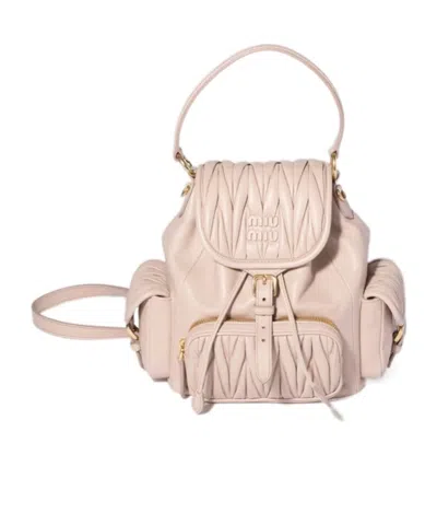 Miu Miu Logo Backpack In Pink