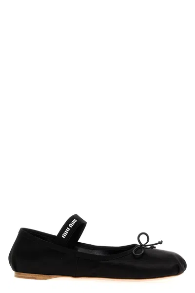 Miu Miu Mesh Fabric Ballerinas In Black