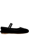 Miu Miu Bow-detailed Slip-on Satin Ballerina Shoes In Black