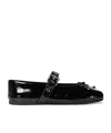 Miu Miu Leather Mary Jane Ballerina Flats In Black