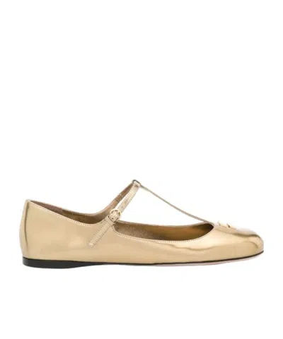 Miu Miu Logo Ballet Shoes In Nude