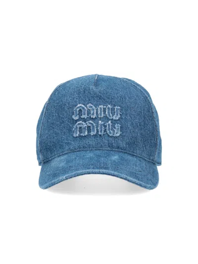 Miu Miu Logo Baseball Cap In Blue