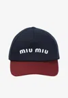 Miu Miu Drill Baseball Cap In Blue