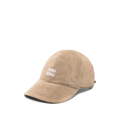 Miu Miu Logo Baseball Cap In Neutrals