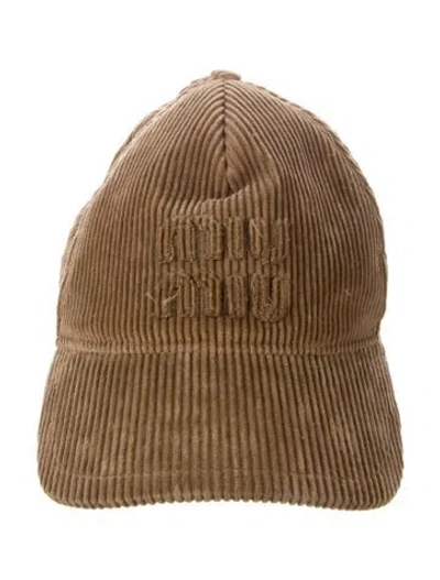 Pre-owned Miu Miu Logo Baseball Cap In Neutrals