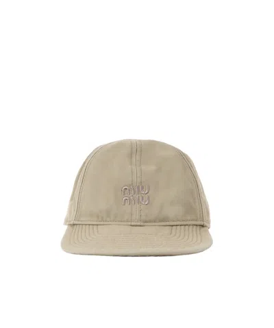 Miu Miu Logo Baseball Cap In Nude