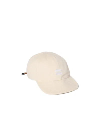 Miu Miu Logo Baseball Cap In Neutral