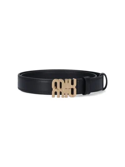 Miu Miu Logo Belt In Black