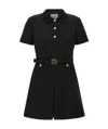 Miu Miu Women Logo Belt Wool Dress In Black