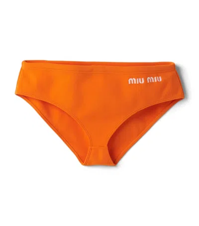 Miu Miu Logo Bikini Briefs In Yellow