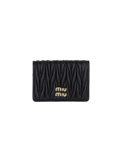 Miu Miu Logo Book Wallet In Black