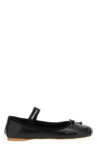 MIU MIU LOGO BOW BALLET FLATS