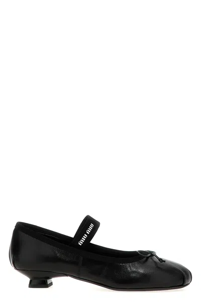 MIU MIU LOGO BOW BALLET FLATS