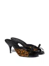 Miu Miu Printed Leather Sandals With Bow In Animal Print
