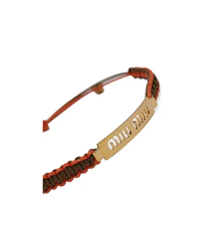 Miu Miu Logo Bracelet In Burgundy
