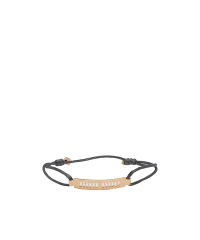 Miu Miu Logo Bracelet In Gold