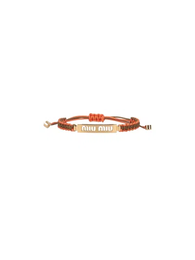 Miu Miu Logo Bracelet In Neutral