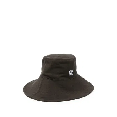 Miu Miu Logo Bucket Hat In Brown
