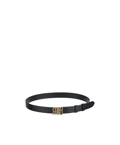 Miu Miu Logo Buckle Belt In Black