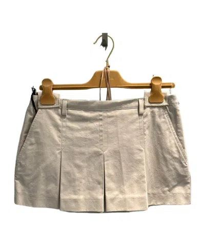 Miu Miu Logo-buckle Pleated Miniskirt In Nude