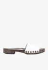 Miu Miu Leather Logo Slide Clogs In White