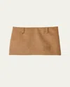 Miu Miu Logo Camel Hair Mini Skirt In Brown