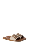 Miu Miu Beige Logo Sandals In Naturale/brandy