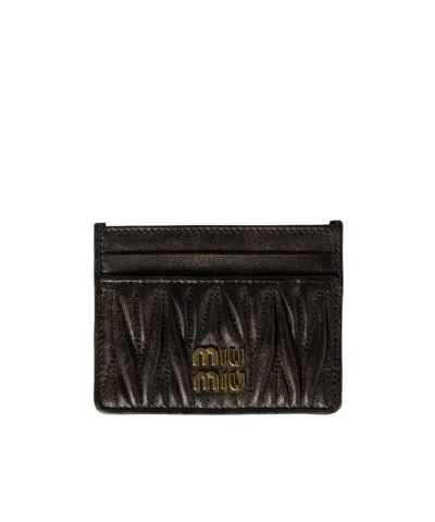 Miu Miu Logo Card Holder In Black