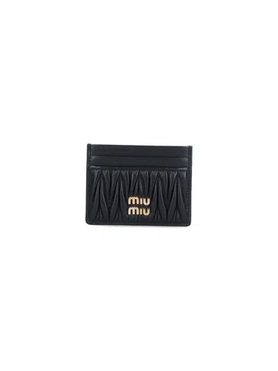 Miu Miu Logo Card Holder In Black