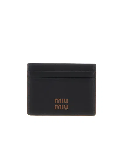 Miu Miu Logo Card Holder In Black