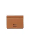 Miu Miu Logo Card Holder In Brown