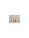 Miu Miu Matelassé Nappa Leather Card Holder In Gold