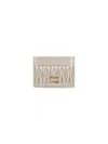 Miu Miu Matelassé Nappa Leather Card Holder In Grey